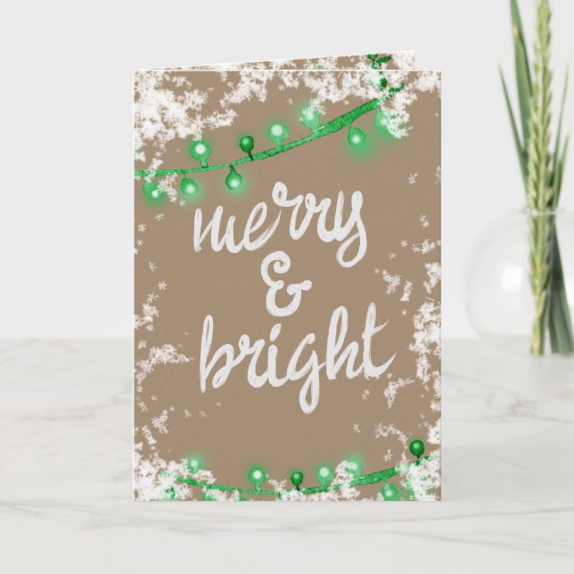 Tarjeta Festiva Nave ligera de árbol de nieve verde con escritura  (Anverso)