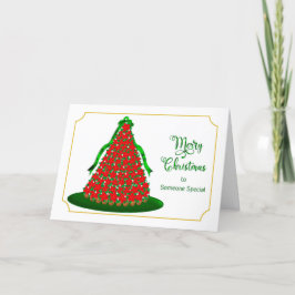 Tarjeta Festiva Navidad, Alguien Especial. Árbol de Poinsettia Roj