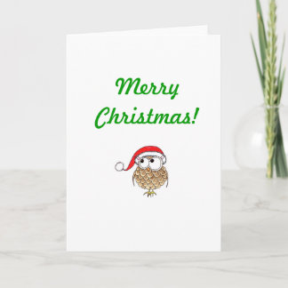 Tarjeta Festiva ¡Navidad-búho, Felices Navidad!