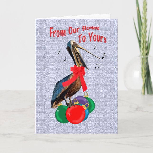 Tarjeta Festiva Navidad, de nuestro hogar, canto del pelícano (Anverso)