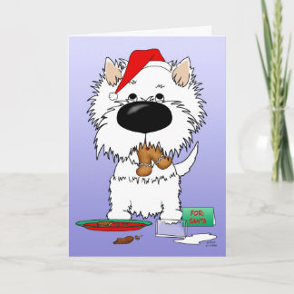 Tarjeta Festiva ¿Navidad de Westie - Ho Ho Ho???