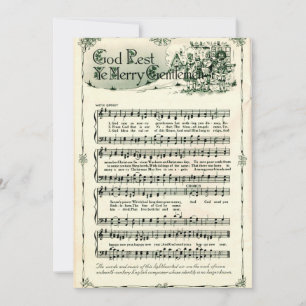 Tarjeta Festiva Navidad, Dios os tenga alegres caballeros Vintage