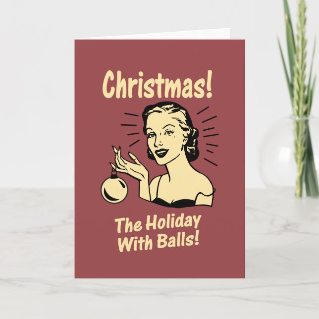Tarjeta Festiva Navidad: El día de fiesta con las bolas (Anverso)