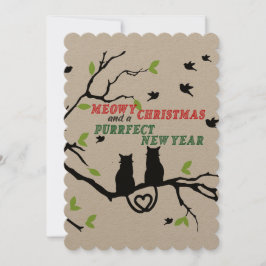 Tarjeta Festiva "Navidad Gatuna y un Año Nuevo Perfecto"