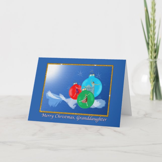 Tarjeta Festiva Navidad, nieta, bailarinas (Anverso)