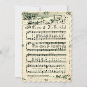 Tarjeta Festiva Navidad, Partituras Antiguas, Personalizado