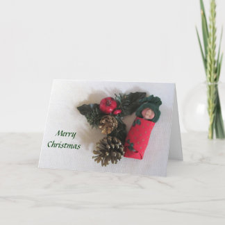 Tarjeta Festiva Navidad, paz, alegría: Bebé durmiente de la