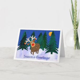 Tarjeta Festiva ¡Navidad reno, los saludos de la estación!
