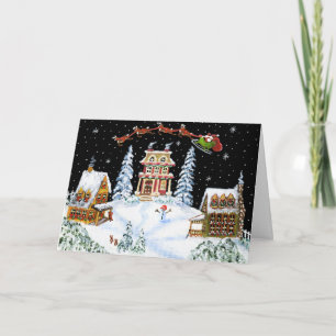 Tarjeta Festiva Navidad, saludo, tarjeta, Santa, reno, conejo