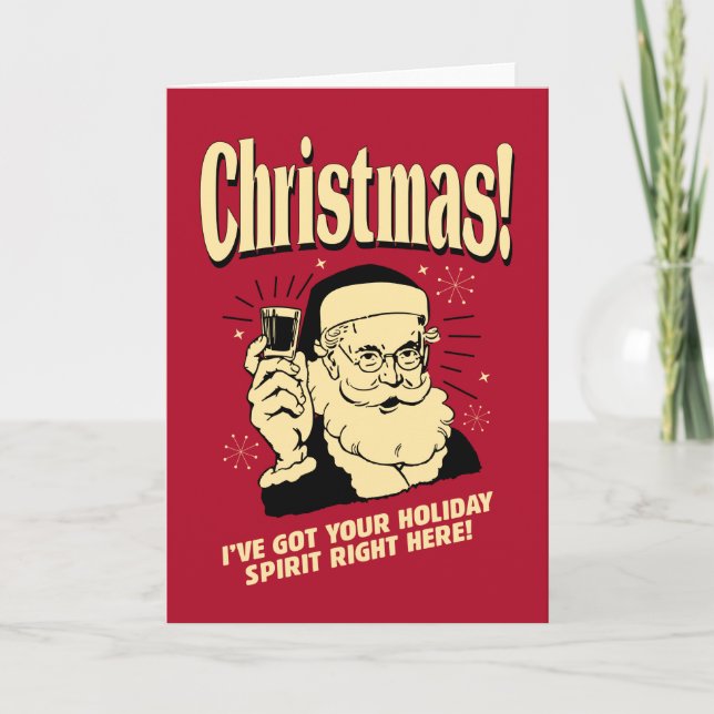 Tarjeta Festiva Navidad: Tengo tu espíritu de vacaciones aquí (Anverso)