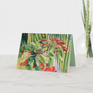 Tarjeta Festiva "Navidad Tropical", acuarela de Kitty Harvill