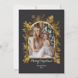 Tarjeta Festiva Navidades 1 arco fotográfico acuarela floral botán