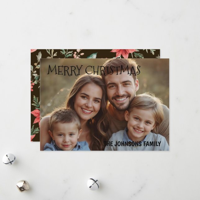 Tarjeta Festiva Navidades 1 foto acuarela botánica (Anverso/Reverso In Situ)