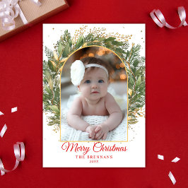 Tarjeta Festiva Navidades 1 Foto Acuarela Botánica Elegante