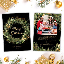 Tarjeta Festiva Navidades 1 Foto Acuarela Botánica Elegante