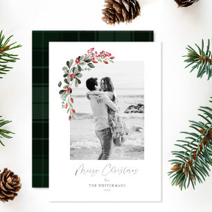Tarjeta Festiva Navidades 1 foto acuarela floral botánica