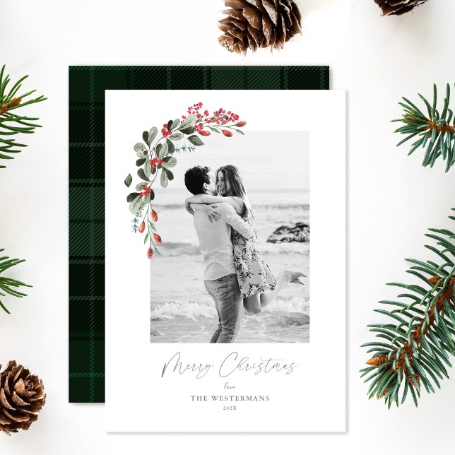 Tarjeta Festiva Navidades 1 foto acuarela floral botánica (Subido por el creador)