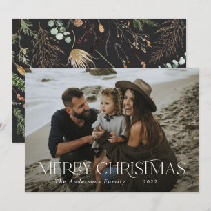 Tarjeta Festiva Navidades 1 foto acuarela floral botánica