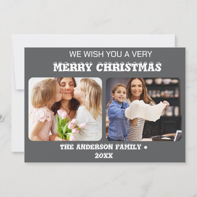 Tarjeta Festiva Navidades 2 acuarela de foto floral (Anverso)