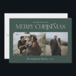 Tarjeta Festiva Navidades 2 acuarela de foto verde botánico<br><div class="desc">Feliz Navidad moderna y elegante acuarela de colores suaves botánicos florales secos vacaciones verdes 2 tarjeta de Navidades de fotos.</div>