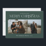 Tarjeta Festiva Navidades 2 acuarela de foto verde botánico<br><div class="desc">Feliz Navidad moderna y elegante acuarela de colores suaves botánicos florales secos vacaciones verdes 2 tarjeta de Navidades de fotos.</div>