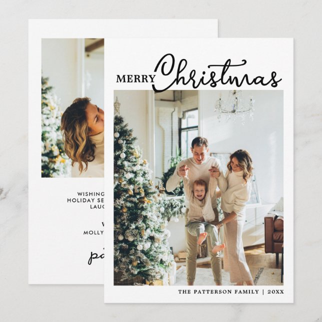 Tarjeta Festiva Navidades 2 guión de fotografía de moda caligráfic (Anverso / Reverso)