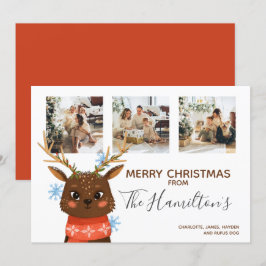 Tarjeta Festiva Navidades 3 Foto Reno Personalizado
