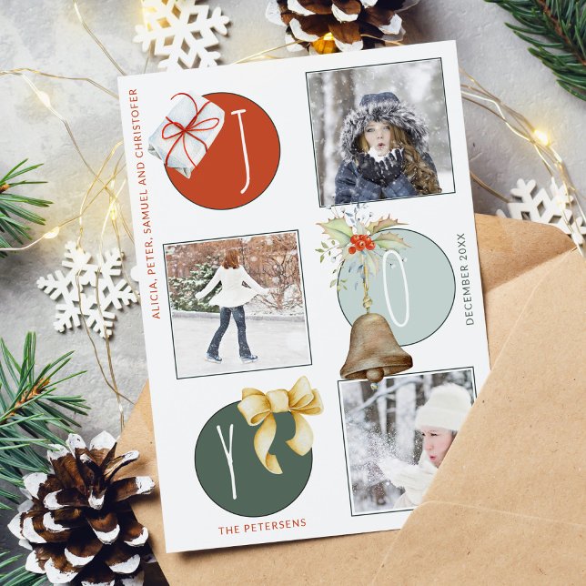 Tarjeta Festiva Navidades 3 fotos personalizados alegría divertida (Subido por el creador)