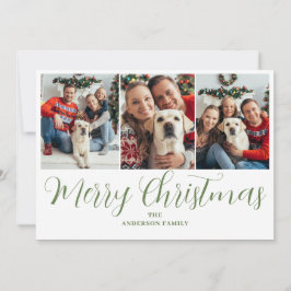 Tarjeta Festiva Navidades 3 Tipografía verde fotográfica