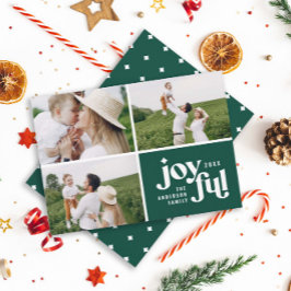 Tarjeta Festiva Navidades 3 tipografía verde fotográfica moderna