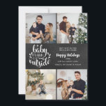 Tarjeta Festiva Navidades 4 Collage de fotos Boho Chalkboard<br><div class="desc">Un elegante diseño de vacaciones de collage de fotos boho 4 para que puedas personalizar con tus fotos,  mensajes,  nombres y año favoritos en un fondo de pizarra. El reverso presenta copos de nieve cayendo sobre un fondo de pizarra coincidente. Diseñado por Thisisnotme©</div>