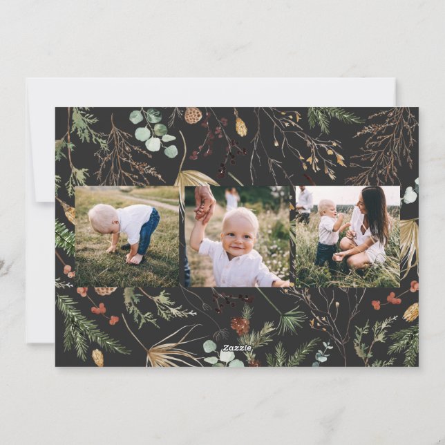 Tarjeta Festiva Navidades 5 foto acuarela floral botánica (Reverso)