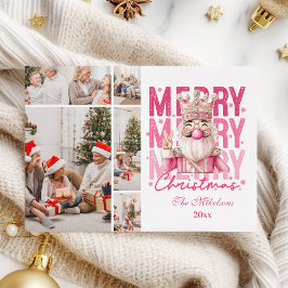 Tarjeta Festiva Navidades 5 Ropa de desnudos rosados de foto vinta