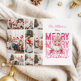 Tarjeta Festiva Navidades 9 Ropa de desnudos rosados de foto vinta