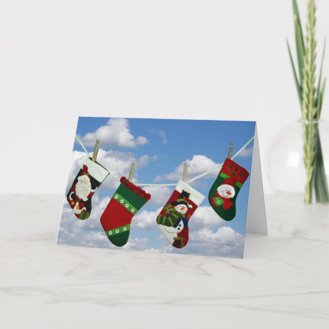 Tarjeta Festiva Navidades abastecidos en el tendedero (Anverso)