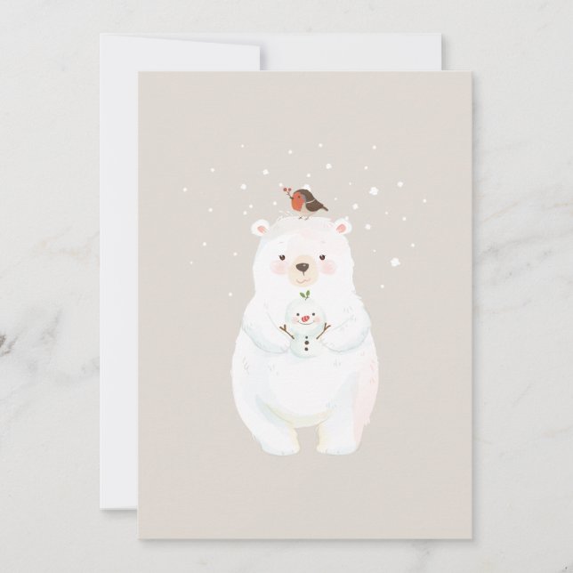 Tarjeta Festiva Navidades: abrazos de oso nevado (Anverso)
