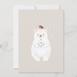 Tarjeta Festiva Navidades: abrazos de oso nevado