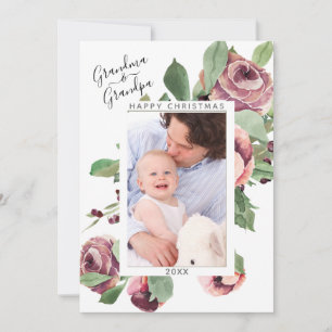 Tarjeta Festiva Navidades Abuelos Foto Floral Wreath