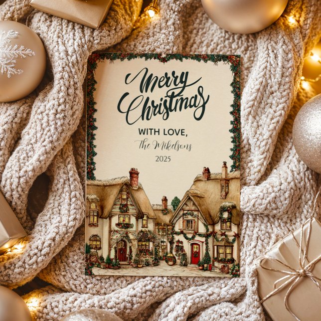 Tarjeta Festiva Navidades acogedores de Holiday Village (Subido por el creador)