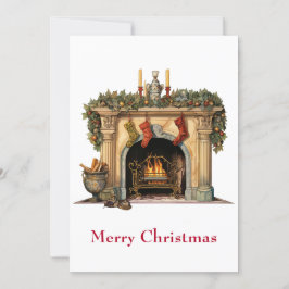 Tarjeta Festiva Navidades acogedores de la chimenea de Victoria