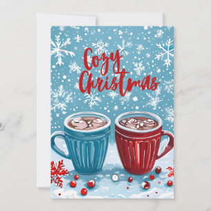 Tarjeta Festiva Navidades acogedores Snowflakes & Cocoa Holiday Ca