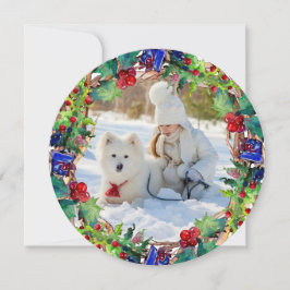 Tarjeta Festiva Navidades acuarela acuarela Floral Wreath Foto