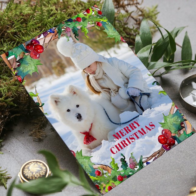 Tarjeta Festiva Navidades acuarela acuarela Floral Wreath Foto (Subido por el creador)