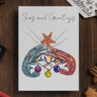 Navidades Acuarela Camarón Crustáceo