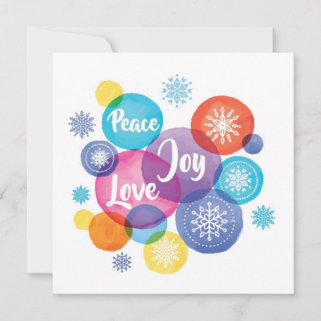 Tarjeta Festiva Navidades | Acuarela - Cita de la alegría del amor (Anverso)