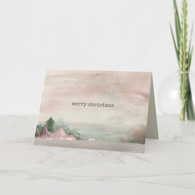 Tarjeta Festiva Navidades acuarela de montaña (Anverso)