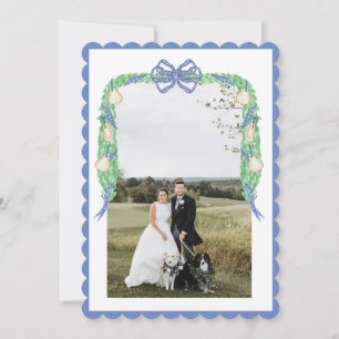 Tarjeta Festiva Navidades acuarelas Blue Grandmillennial Floral