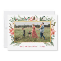 Navidades acuarelas Floral con foto de oro