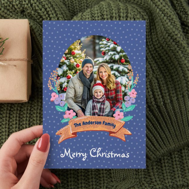 Tarjeta Festiva Navidades acuarelas Floral Violeta Azul (Subido por el creador)