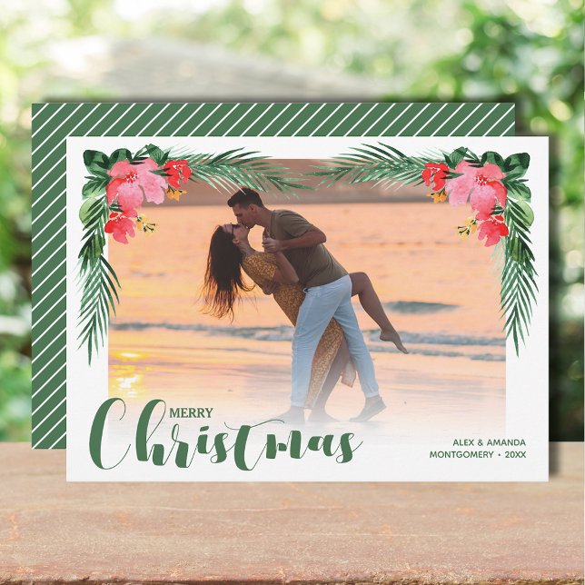 Tarjeta Festiva Navidades acuarelas florales (Watercolor Floral Christmas Photo Holiday Cards INSTANT DOWNLOAD and/or PRINTED)